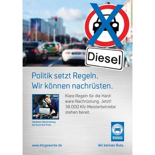 Plakat Diesel-Nachrüstung „Politik setzt Regeln.“ für Mitglieder