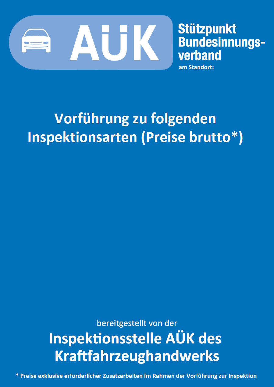 AÜK-Vorführung zu folgenden Inspektionsarten zum Downloaden