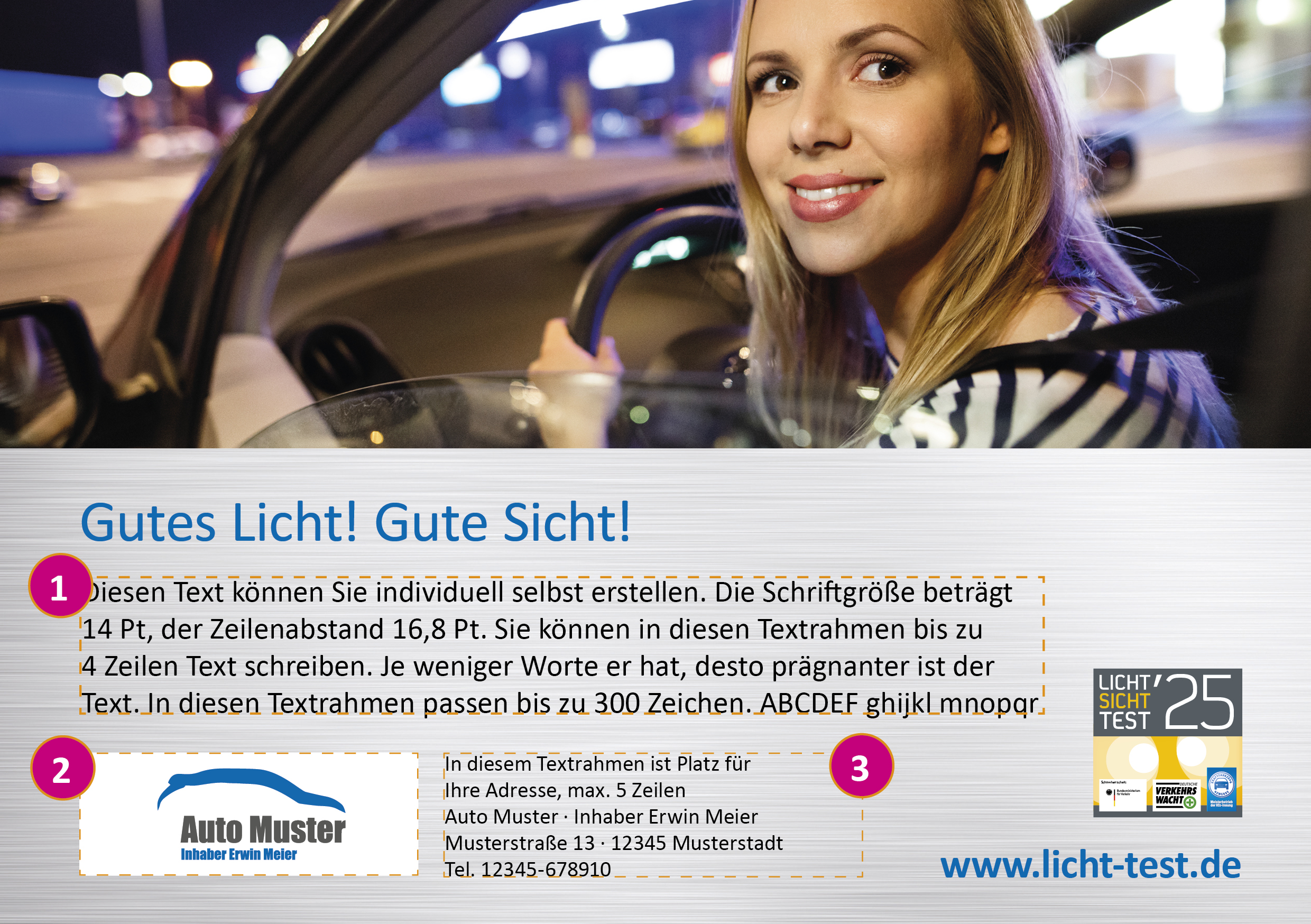 Anzeige „Licht-Sicht-Test" DIN A5, Motiv 2, individualisierbar