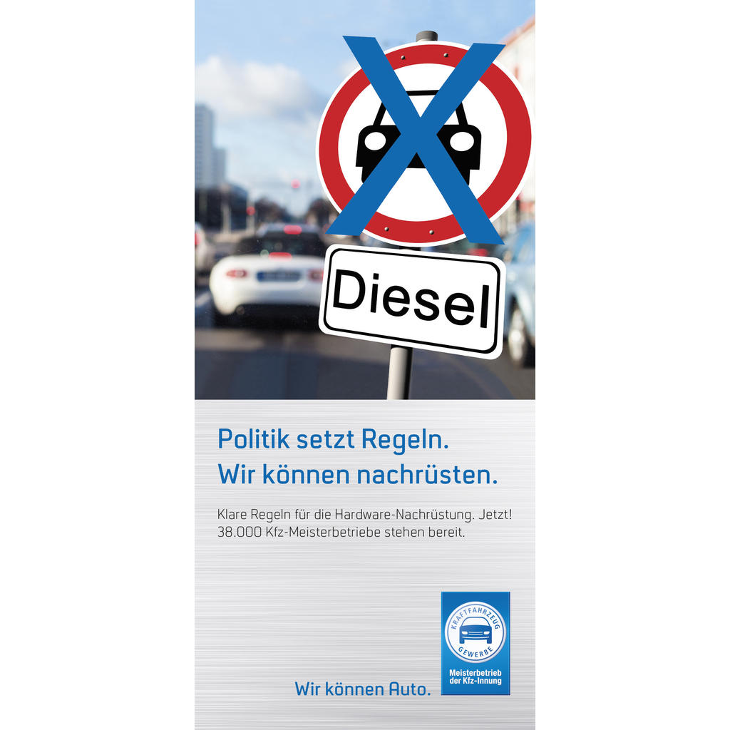 Flyer Diesel-Nachrüstung "Politik setzt Regeln." für Mitglieder