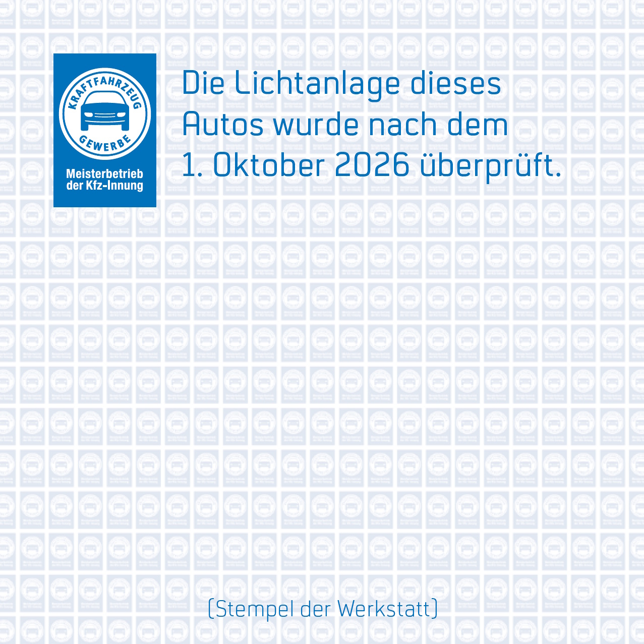 Plakette „Licht-Sicht-Test 2026" (100 Stück)