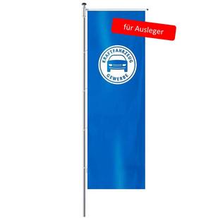 Fahne „Kraftfahrzeuggewerbe“ für Ausleger 100 x 300 cm, blau